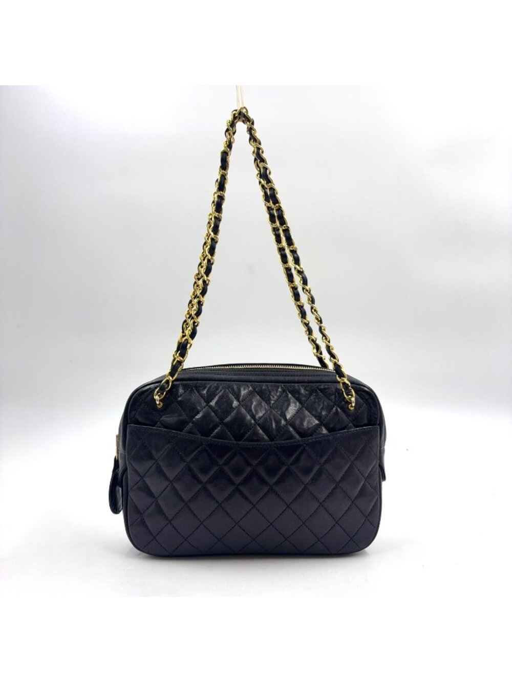 Chanel Quilted Lambskin Black Chain Shoulder Bag Gold